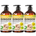 3 Pack Ginger Massage Oil – Arnica, Vitamin E & Grape Seed | Lymphatic Drainage | 100% Natural Ginger