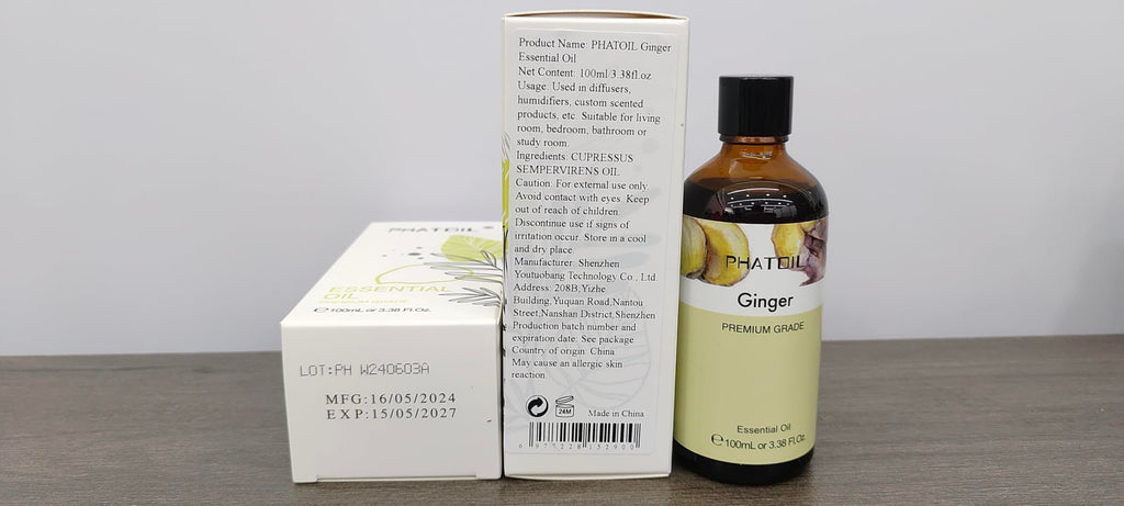 Ginger Essential Oil 100ml | PHATOIL Aromatherapy for Diffusers & DIY