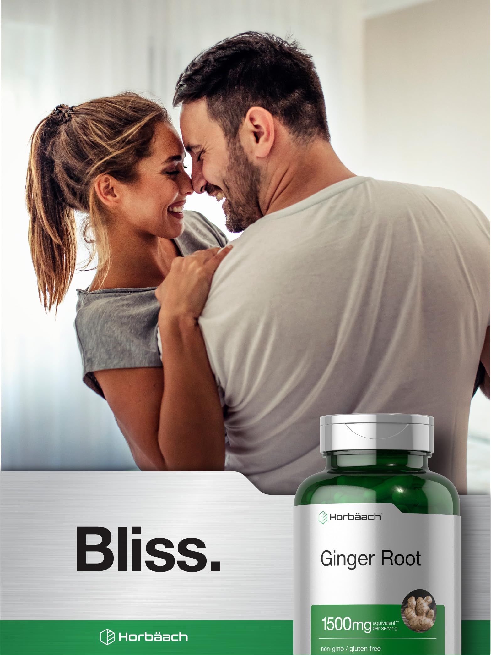 Horbäach Ginger Root Capsules 1500 mg | 150 Pills | Non-GMO, Gluten Free | Ginger Root Extract (Pack of 2)