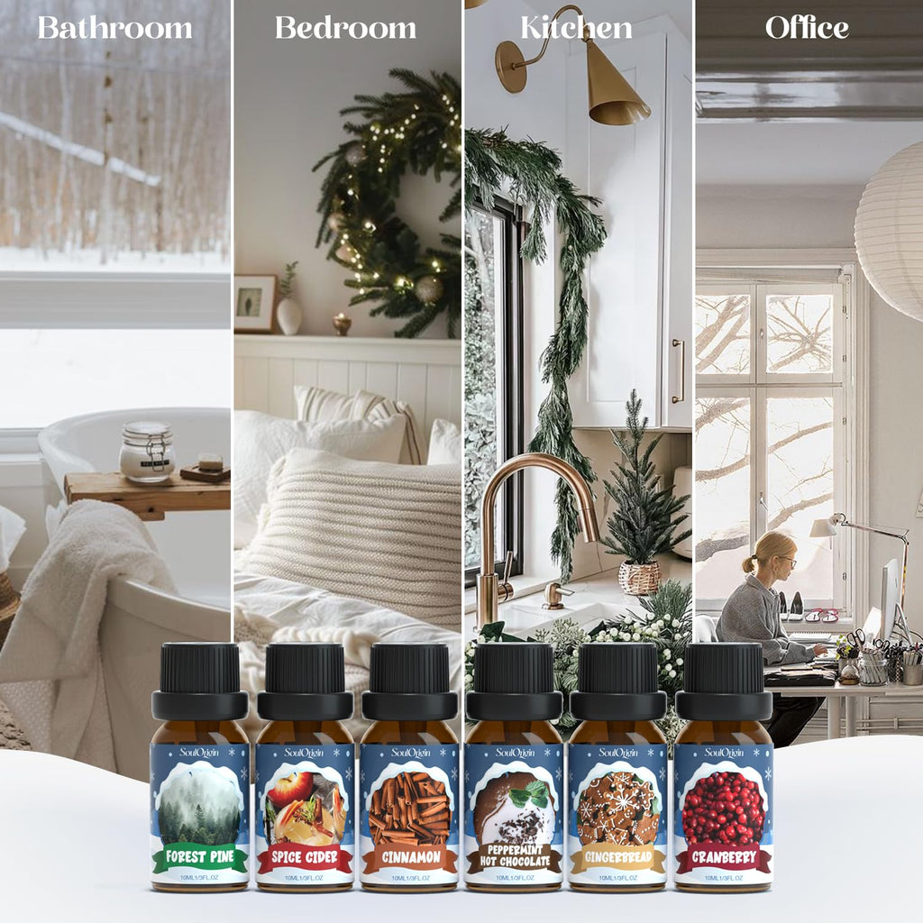 SoulOrigin Winter Essential Oils Set – 6x10ml Fragrance Oils for Diffusers and Gifts