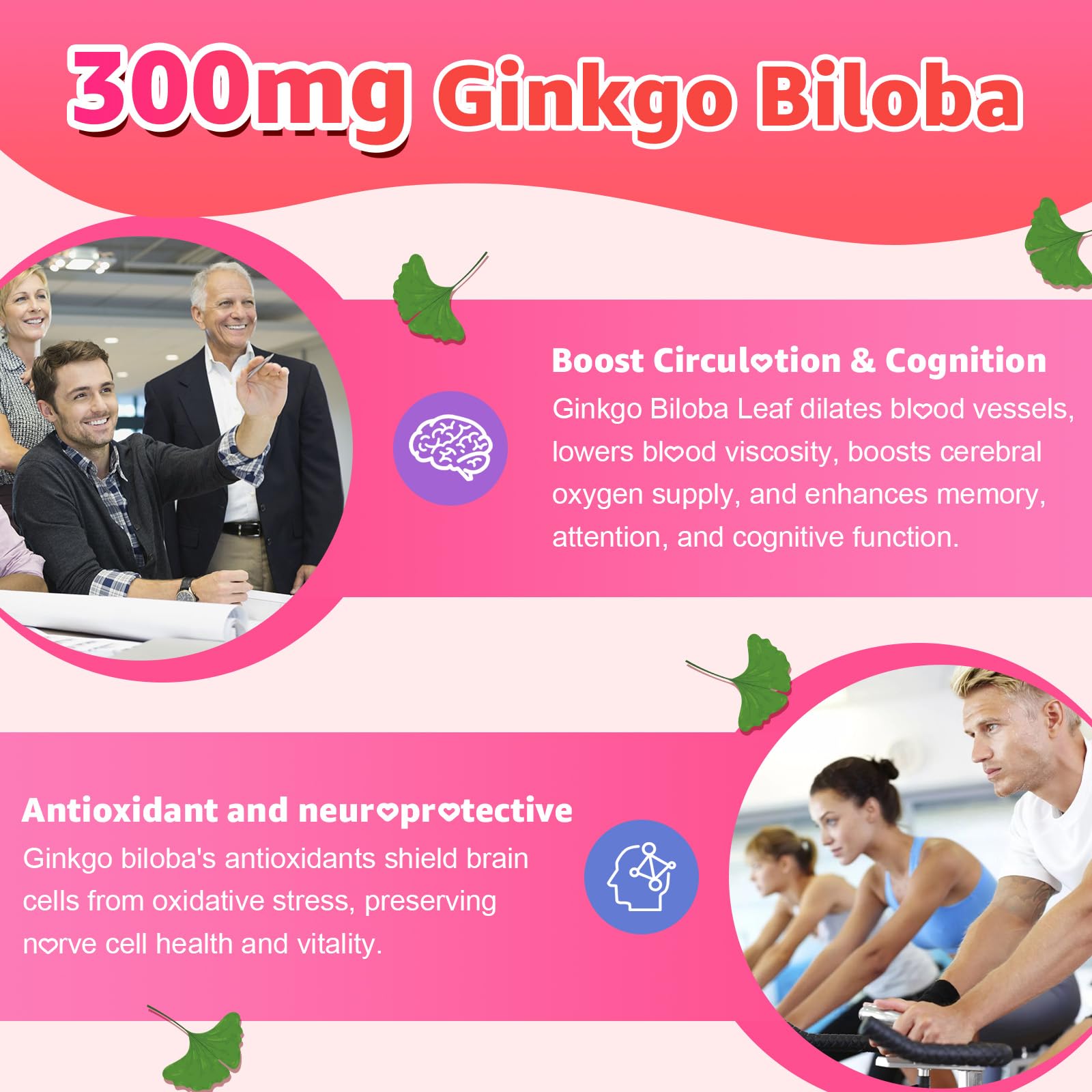 Ginkgo Biloba Gummies 300mg – Focus, Memory & Brain Health | Vegan, Sugar-Free