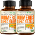 Vimerson Health Ginkgo Biloba & Turmeric Curcumin Supplement with Black Pepper – Focus, Memory & Joint Support – Vegan 2-Pack