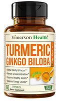 Ginkgo Biloba & Turmeric Curcumin with Black Pepper – 60 Vegan Capsules