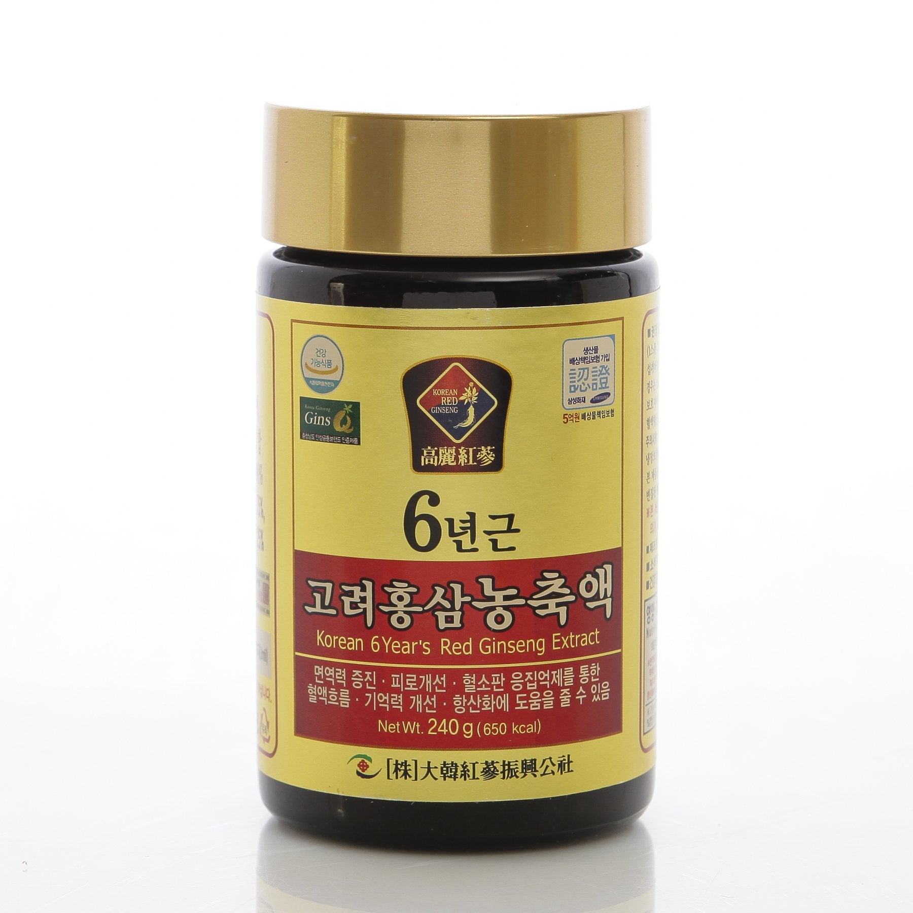 240g Pure Korean 6-Year Red Ginseng Extract – 100% Ginseng, Saponin, Panax