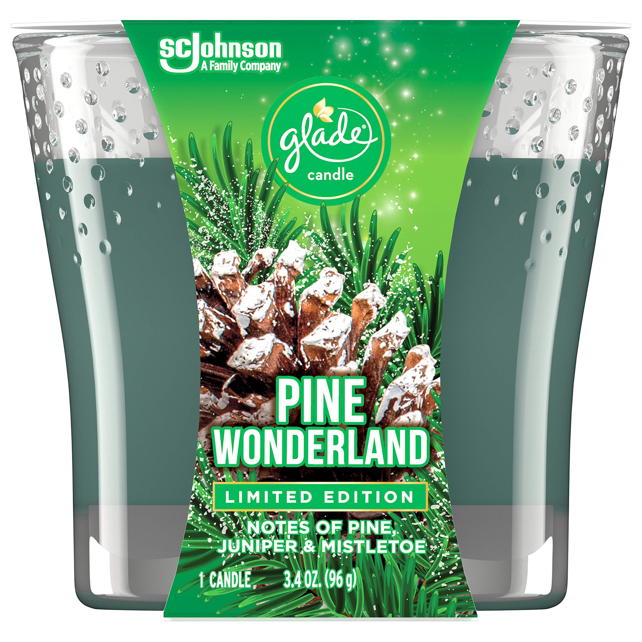 Glade Jar Candles – Pine Wonderland 3.4 oz, 1 Wick | Essential Oils Fragrance