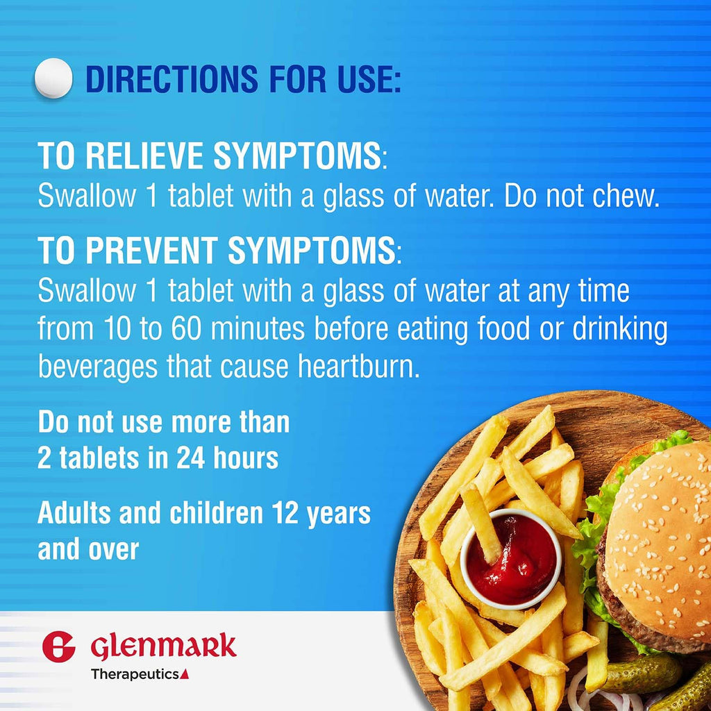 Glenmark Maximum Strength Famotidine 20 mg Tablets – 100 Count | Heartburn Relief OTC