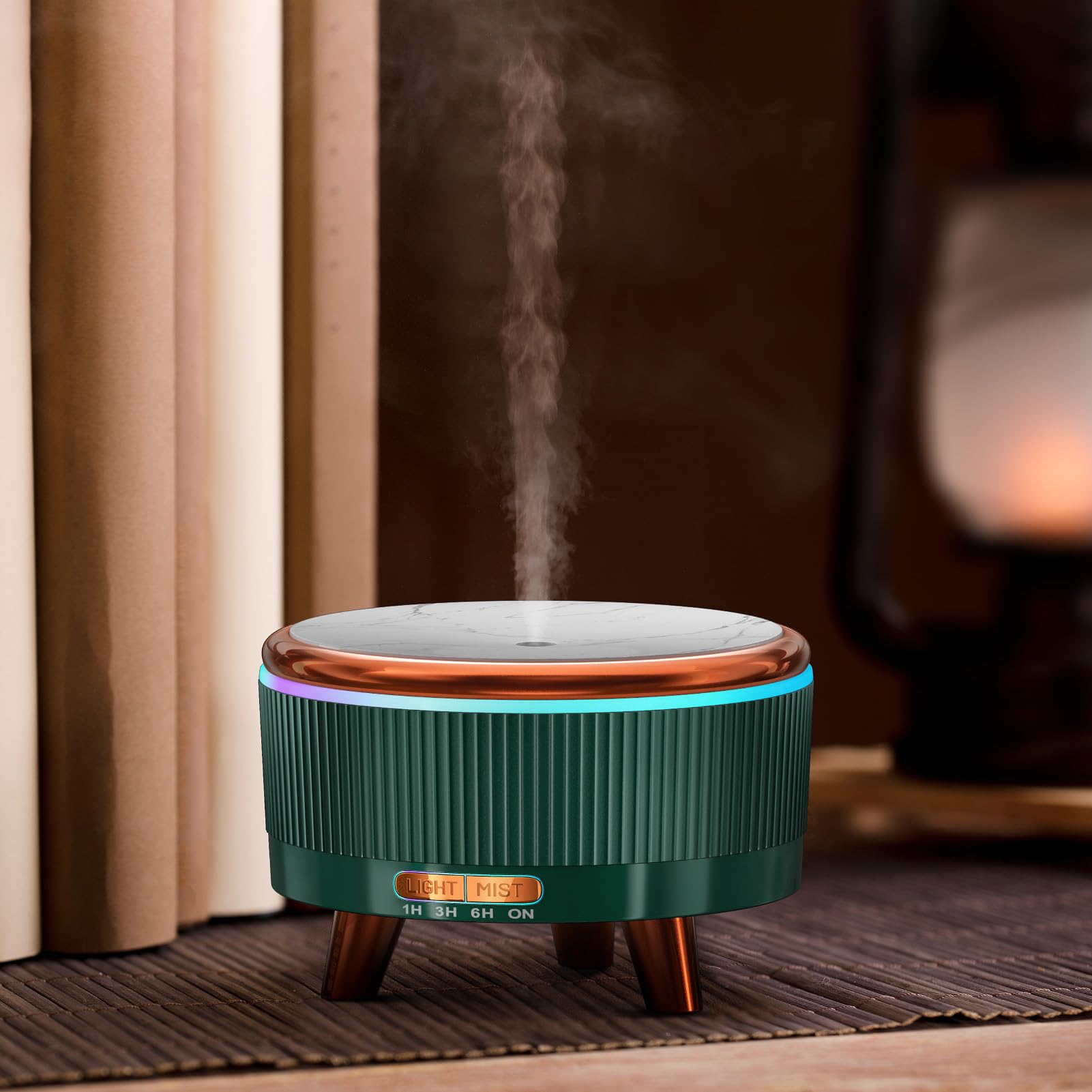 Gliship 500ml Essential Oil Diffuser – Green, Large Room Ultrasonic Diffuser with 7 LED Colors