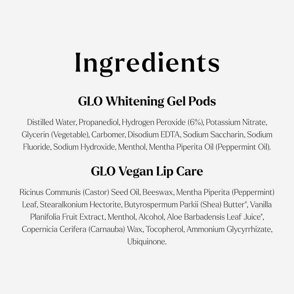 GLO Science So Brilliant Teeth Whitening Kit – Patented Warming Mouthpiece, LED Light Technology, 6% Hydrogen Peroxide Gel, Lip Balm