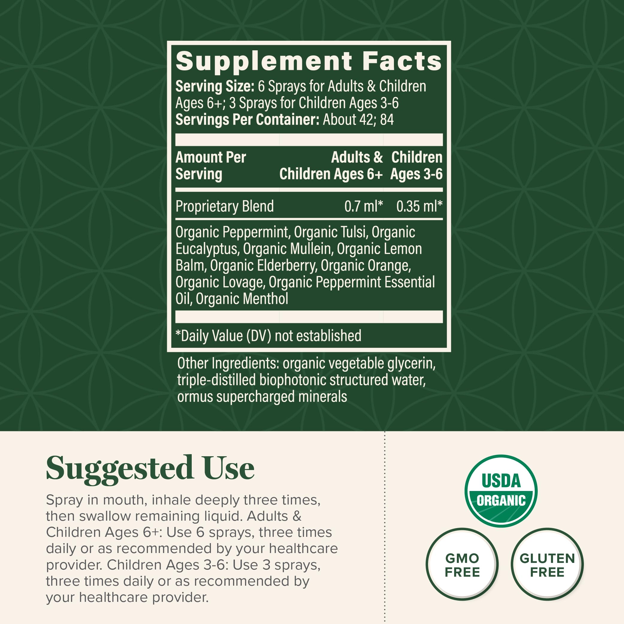 Global Healing Organic Lung Health Spray – Herbal Nasal Decongestant, Lung Support, 1 fl oz