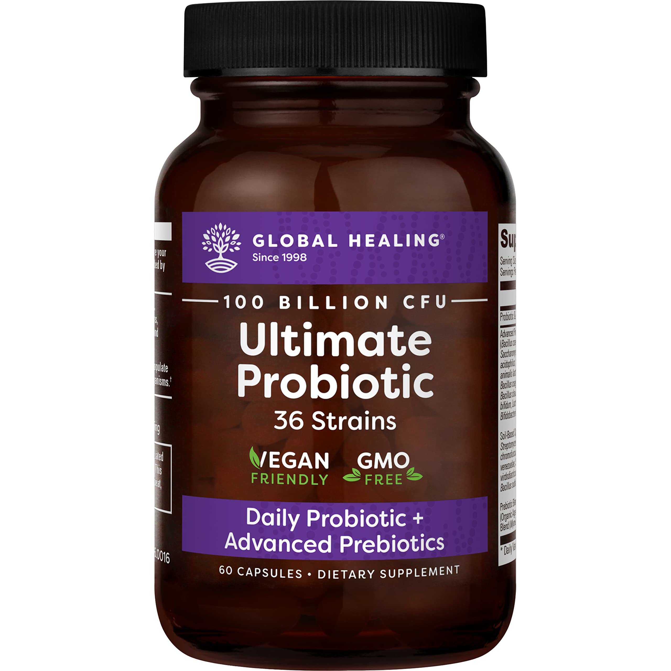 Global Healing Center Ultimate Probiotic Blend with Prebiotics — 100 Billion CFU, 60 Capsules
