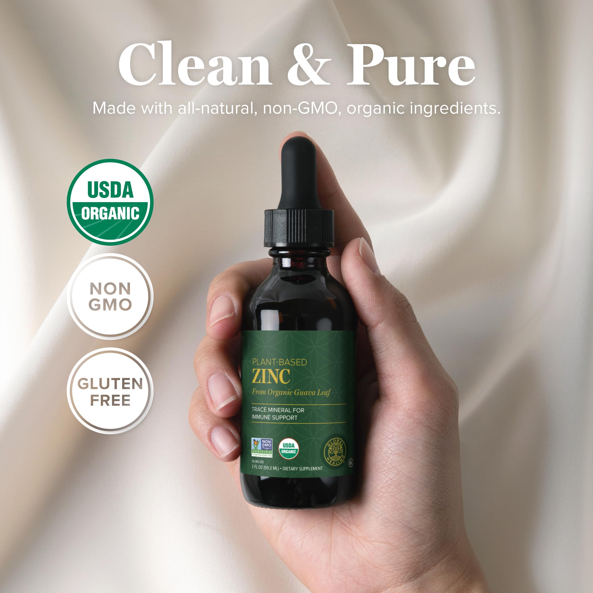 Global Healing Organic Zinc Liquid – Immune Support & Healthy Aging (2 oz)