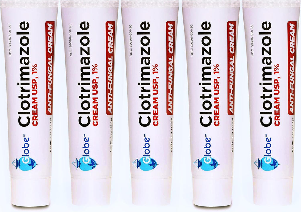 Globe Clotrimazole 1% Antifungal Cream - 5 Pack (1 oz) for Itching Relief