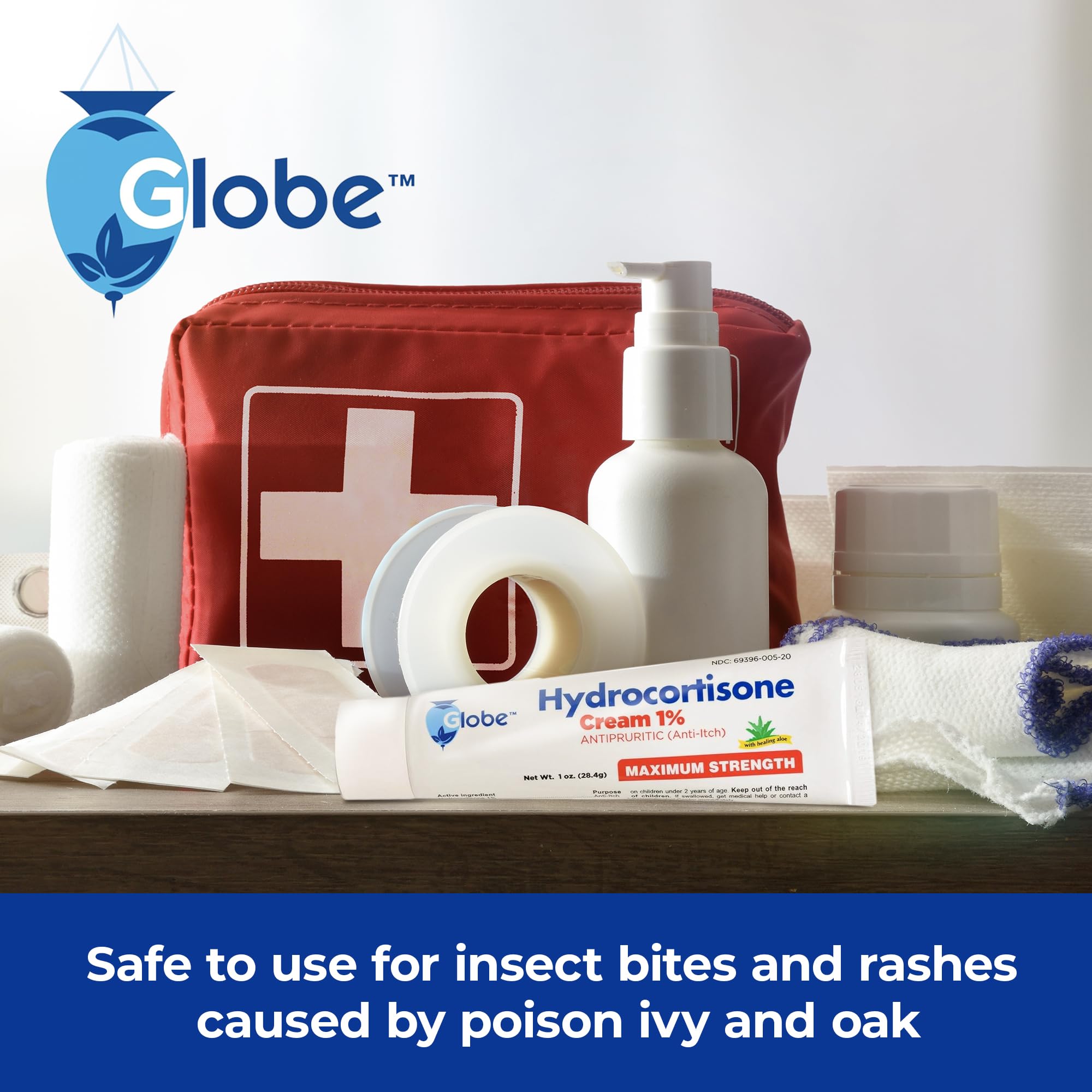 Globe (4 Pack) Hydrocortisone 1% Cream with Aloe | Instant Itch Relief