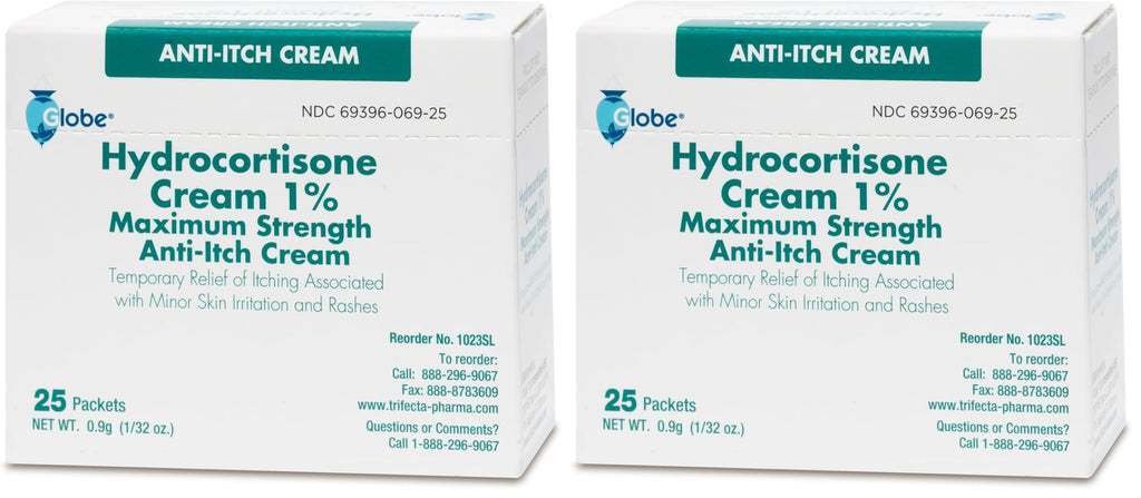 Globe Hydrocortisone 1% Max Strength Cream – 0.9g Unit Packets, Pack of 2