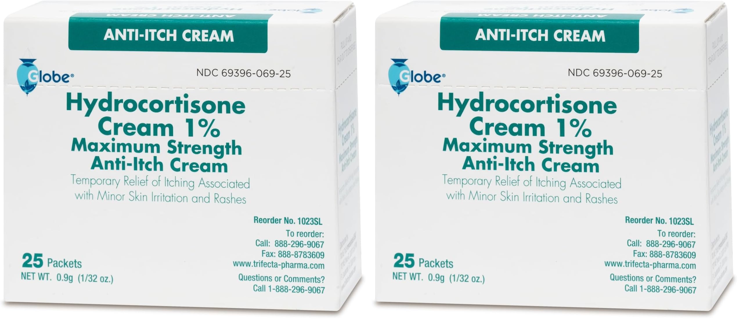 Globe Hydrocortisone 1% Max Strength Cream – 0.9g Unit Packets, Pack of 2