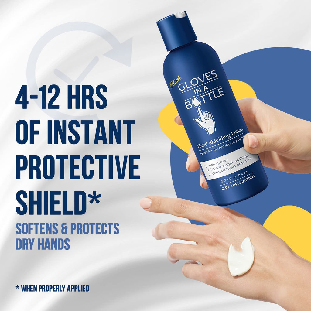 Gloves In A Bottle Psoriasis & Eczema Relief Cream – Shielding, Hypoallergenic Unscented 8 oz Pump