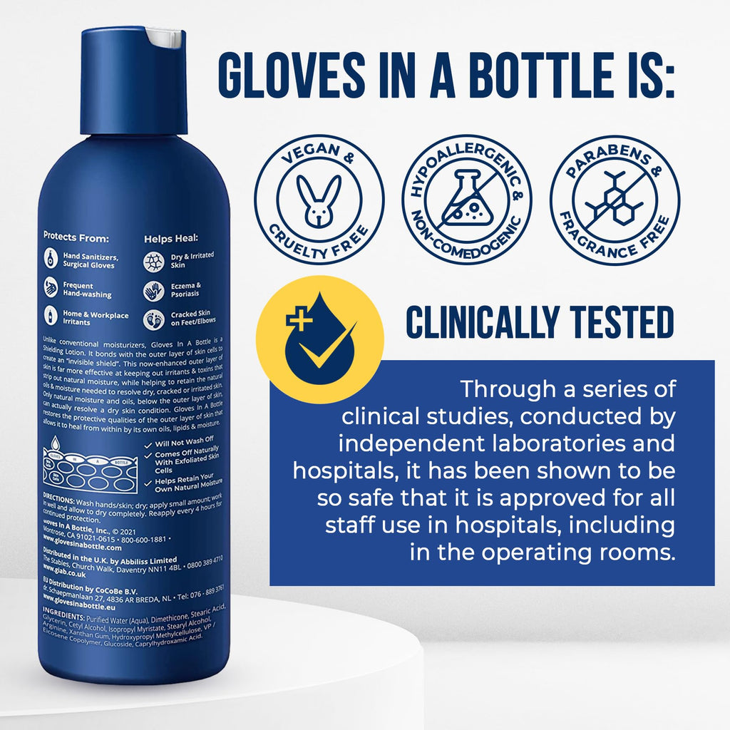 Gloves In A Bottle Psoriasis & Eczema Relief Cream – Shielding, Hypoallergenic Unscented 8 oz Pump