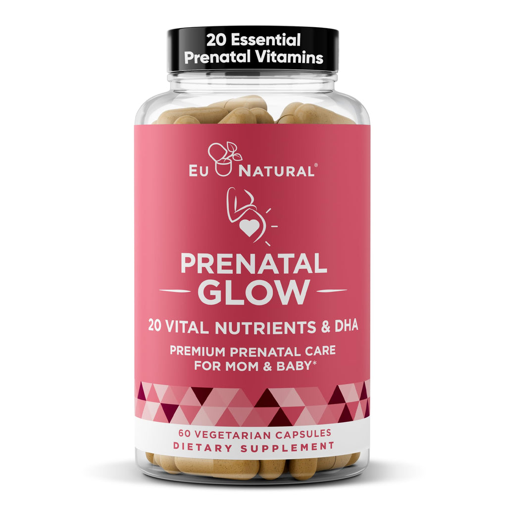 Glow Prenatal Vitamins – 60 Capsules, 20-in-1 Nutrients for Healthy Pregnancy