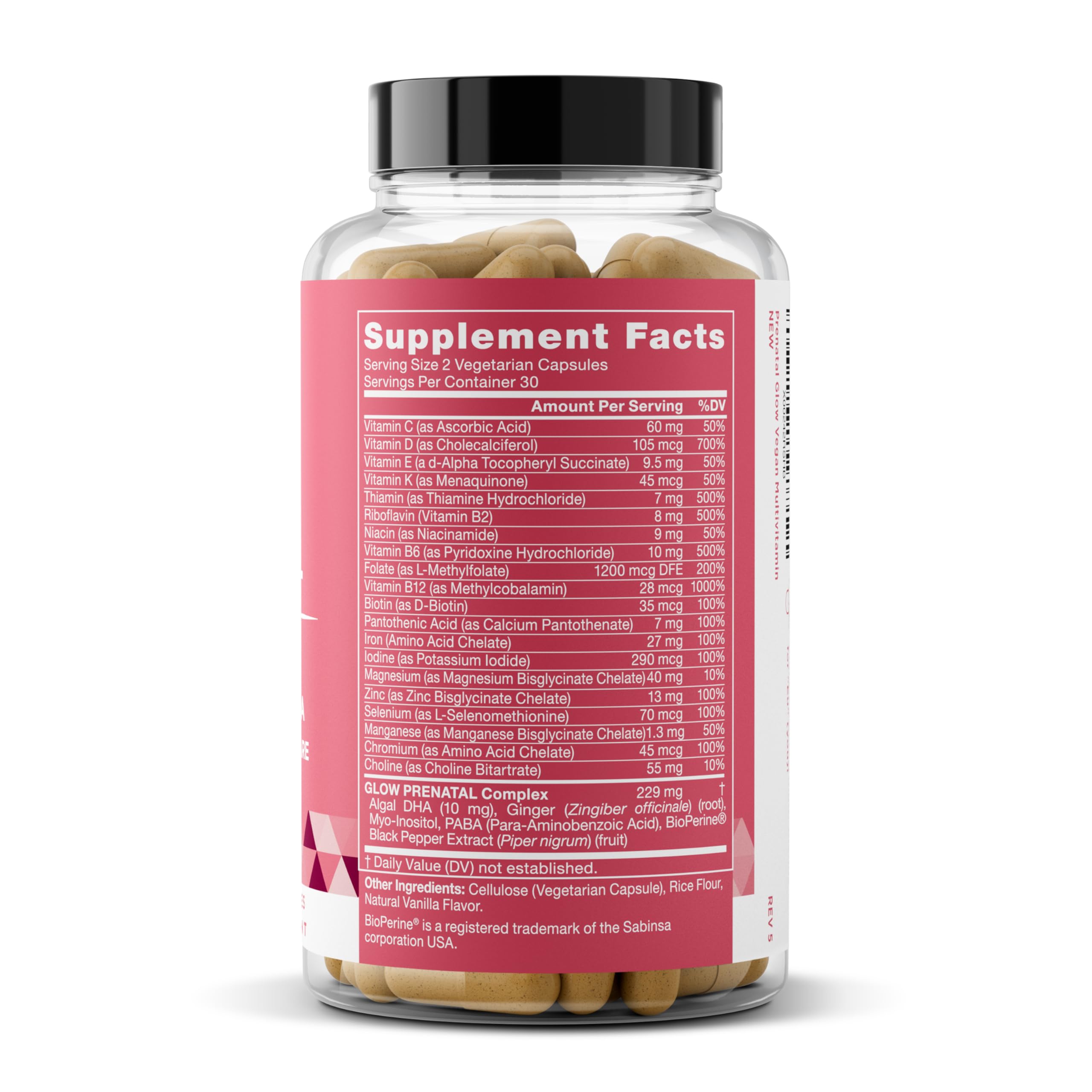 Glow Prenatal Vitamins – 60 Capsules, 20-in-1 Nutrients for Healthy Pregnancy