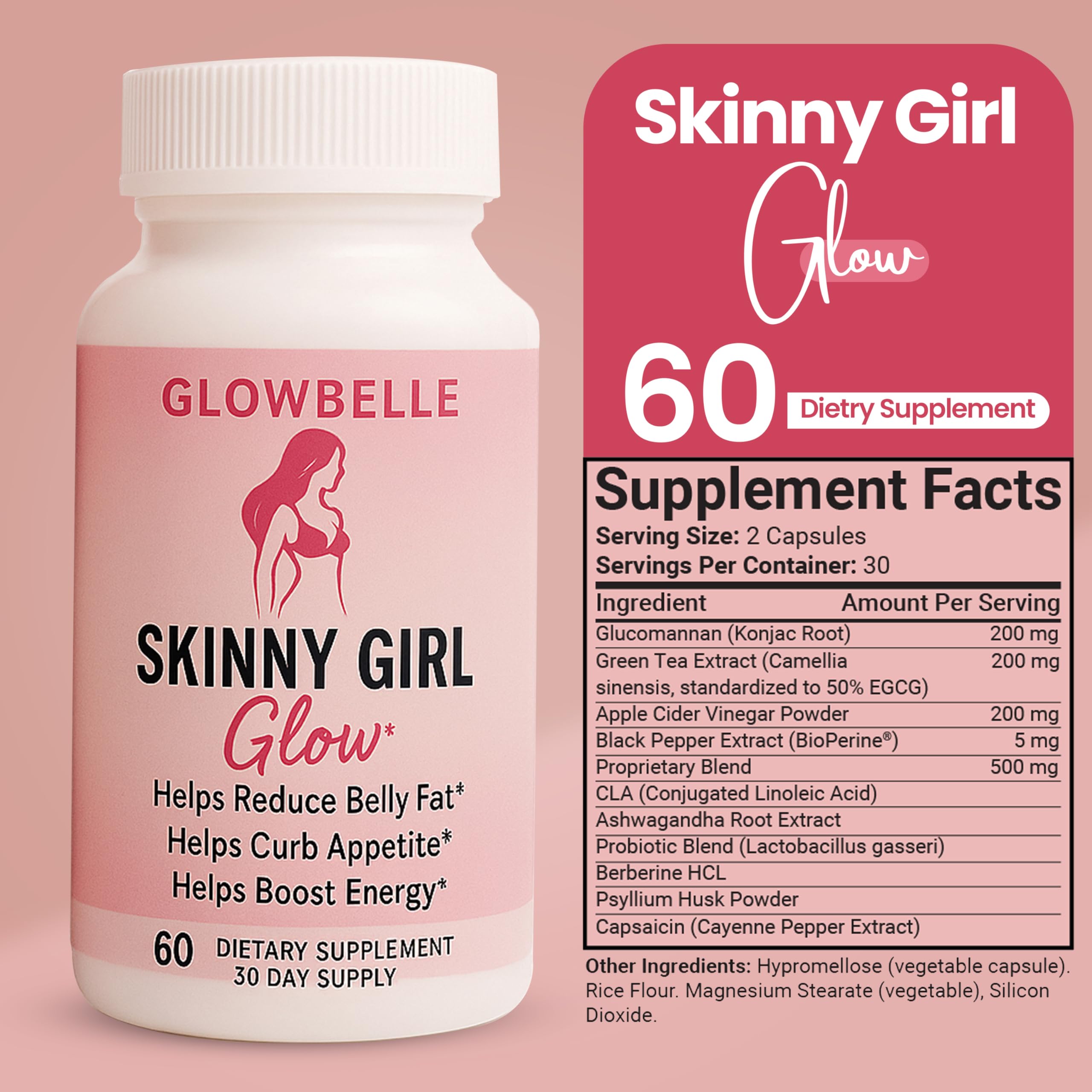 GLP-1 Appetite Suppressant for Women & Men - 3rd Party Verified Formula | Weight Loss Support | BioPerine®, Berberine, Akkermansia | Craving Control | 60 Veggie Capsules