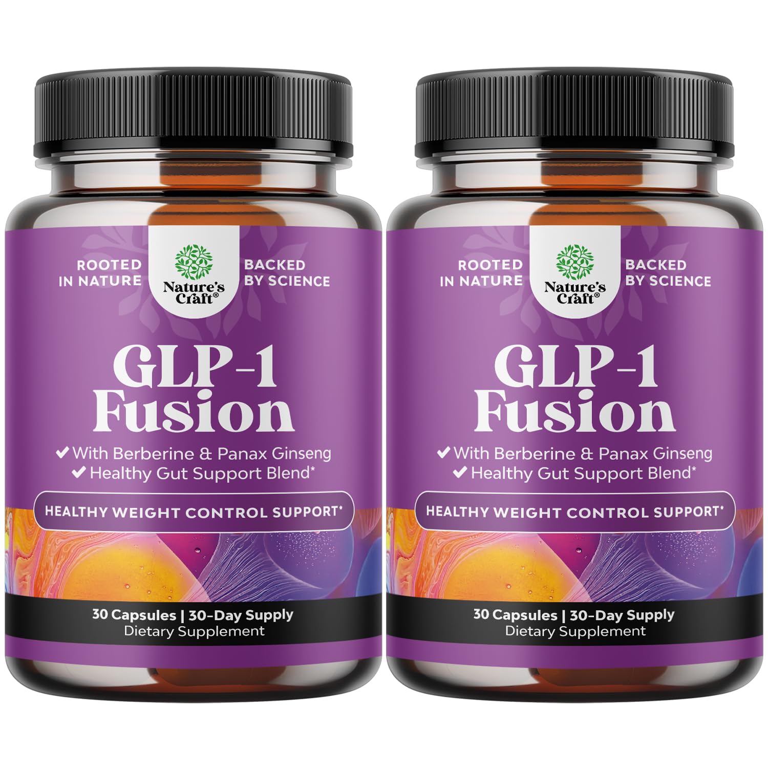 GLP-1 Berberine Supplement - One a Day Healthy Gut Berberine Complex with Panax Ginseng Turmeric Curcumin & Cayenne Pepper for Metabolic Balance - Gluten Free Vegan and Non-GMO (2 Month Supply)
