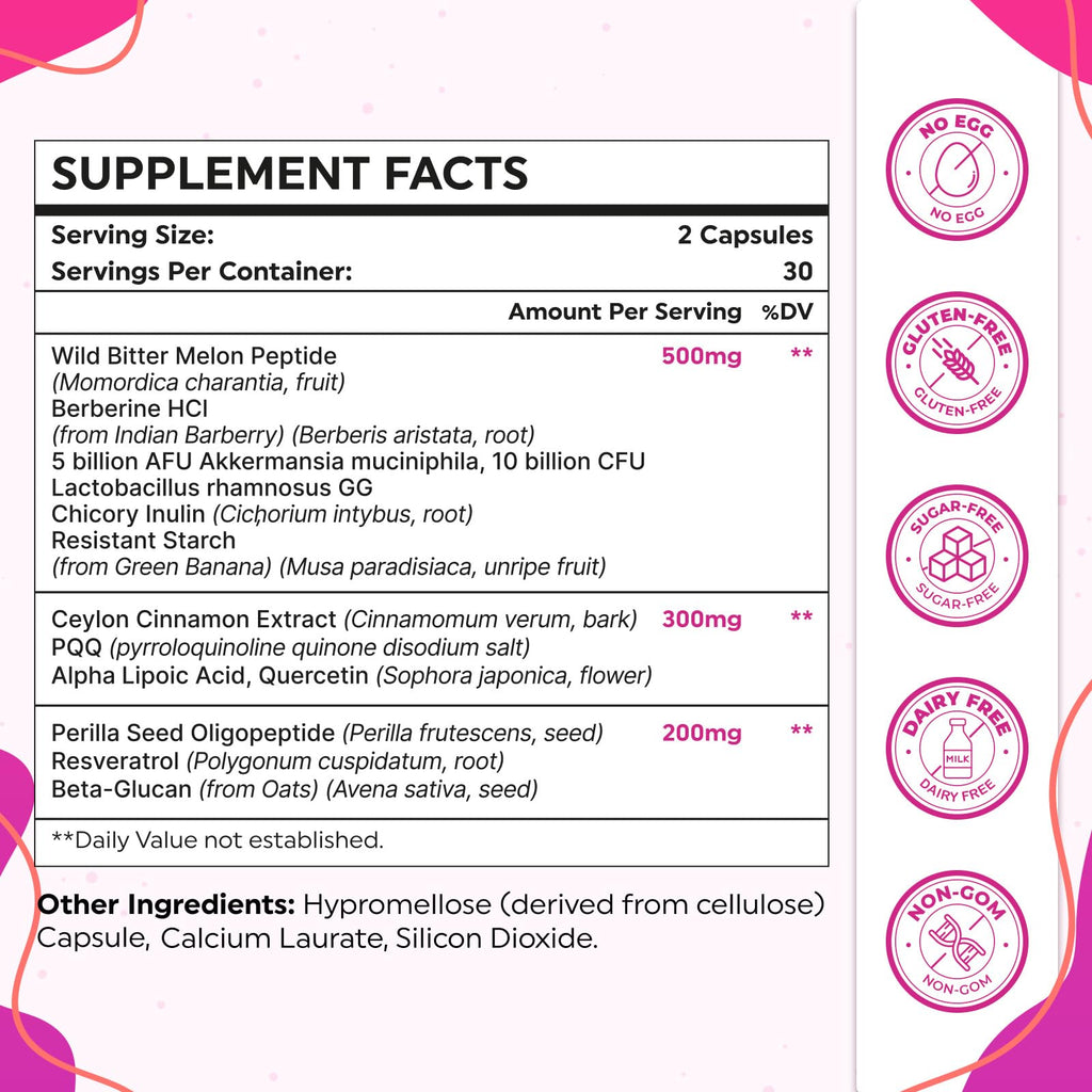 GLP ONE Supplement for Women & Men, GLP ONE Supplements Women, Probiotics with Akkermansia Probiotic, Natural GLP ONE for Immune, Digestion, Gut, GLP ONE Levels and Overall Health, Vegan - 60 Capsules