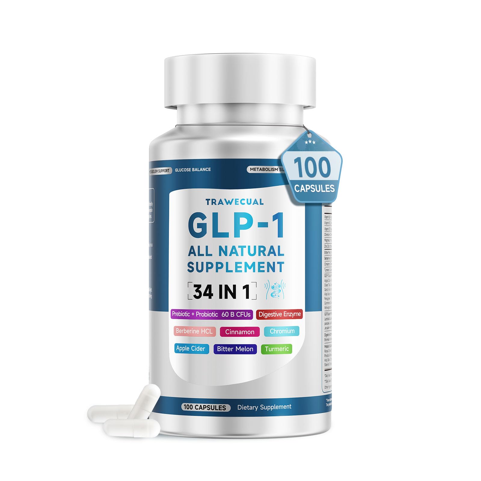 GLP-1 Supplement 34-in-1 Formula | Supports GLP-1, Digestion & Gut Health