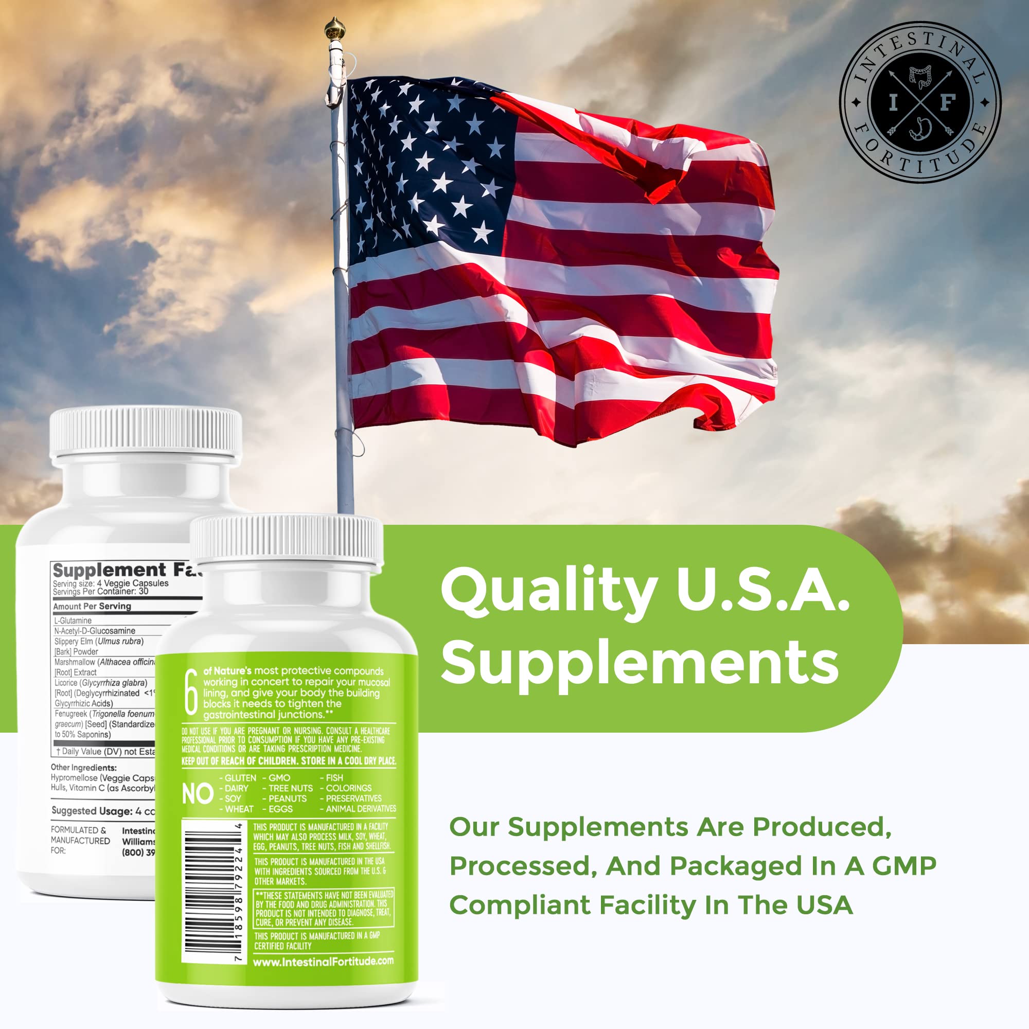 Intestinal Fortitude GLR-6 – Vegan Gut Lining Repair Supplement with L-Glutamine, Slippery Elm, Marshmallow