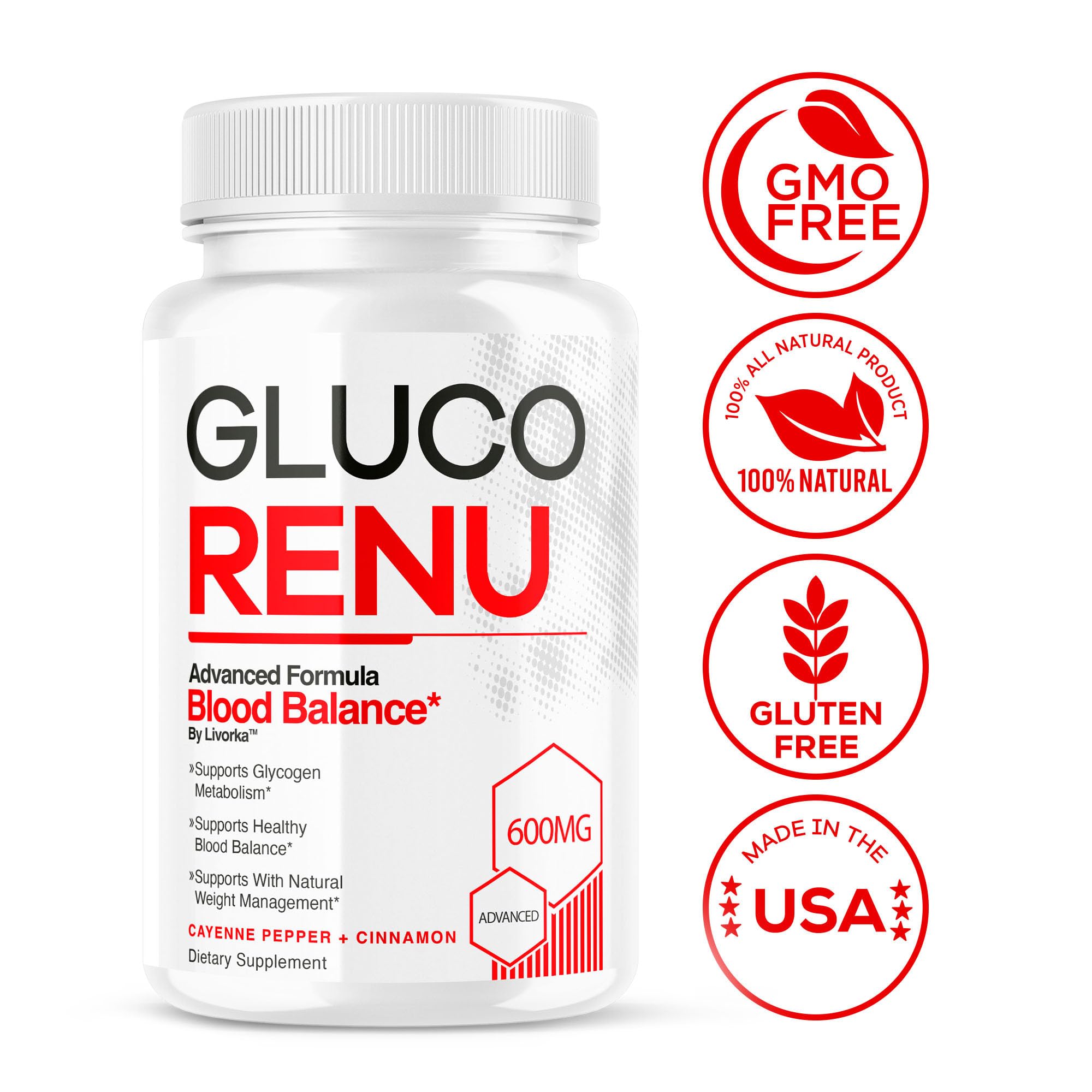 (3 Pack) Gluco Renu Capsules – Premium GlucoRenu Supplement, 90 Capsules