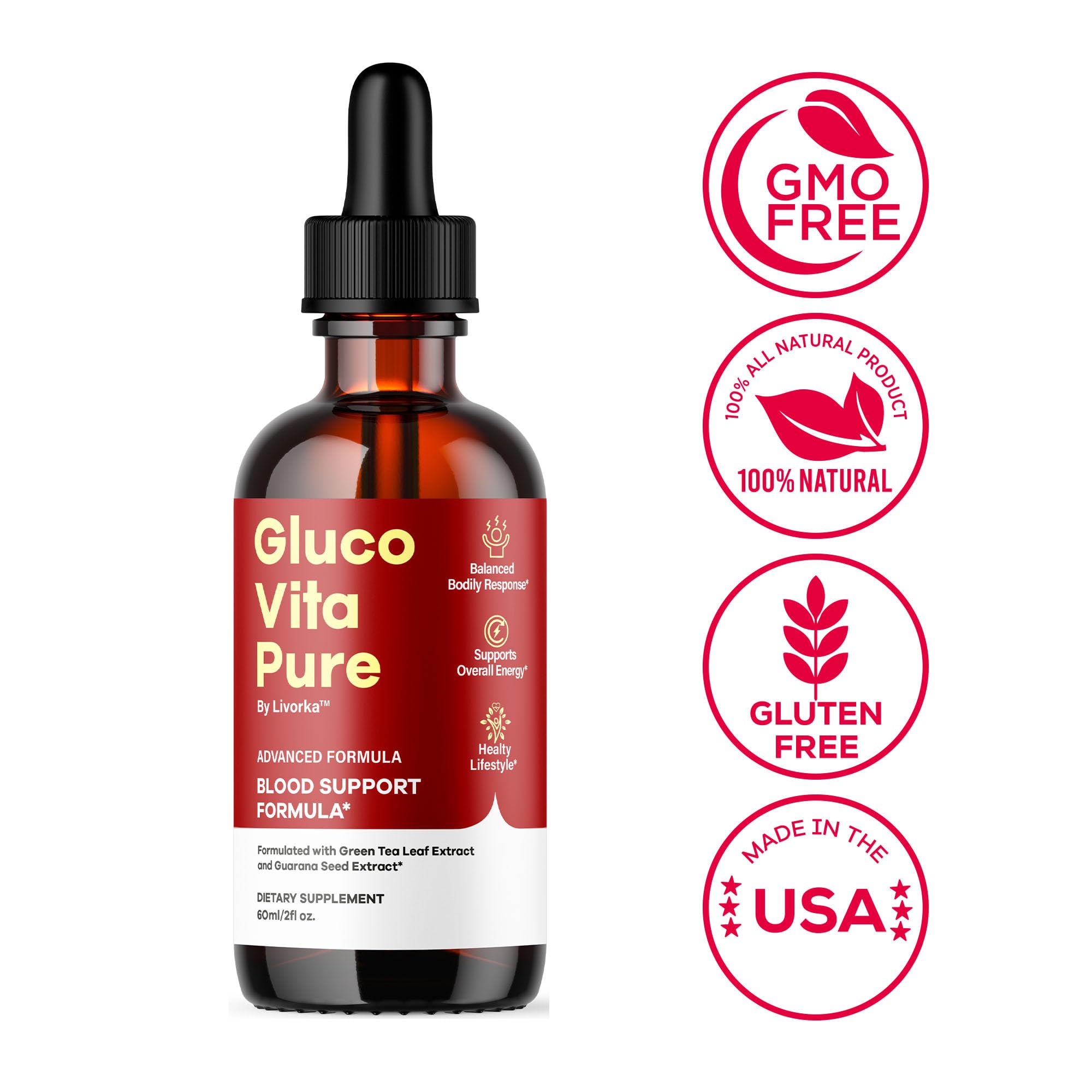 Glucovita Pure Drops – All Natural Gluco Vita Liquid Support (1 Month)