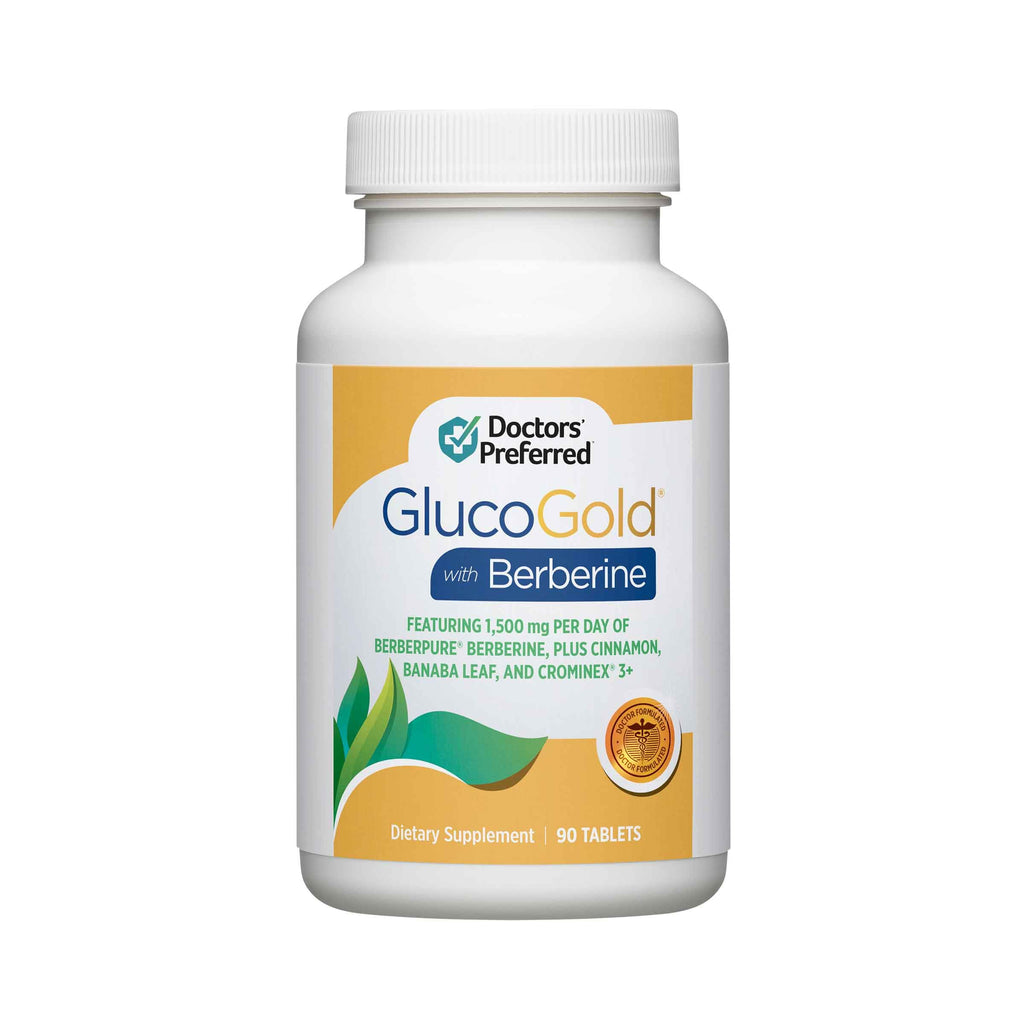 DOCTORS' PREFERRED GlucoGold with Berberine, Cinnamon, Chromium & Banaba Leaf – 90 Tablets