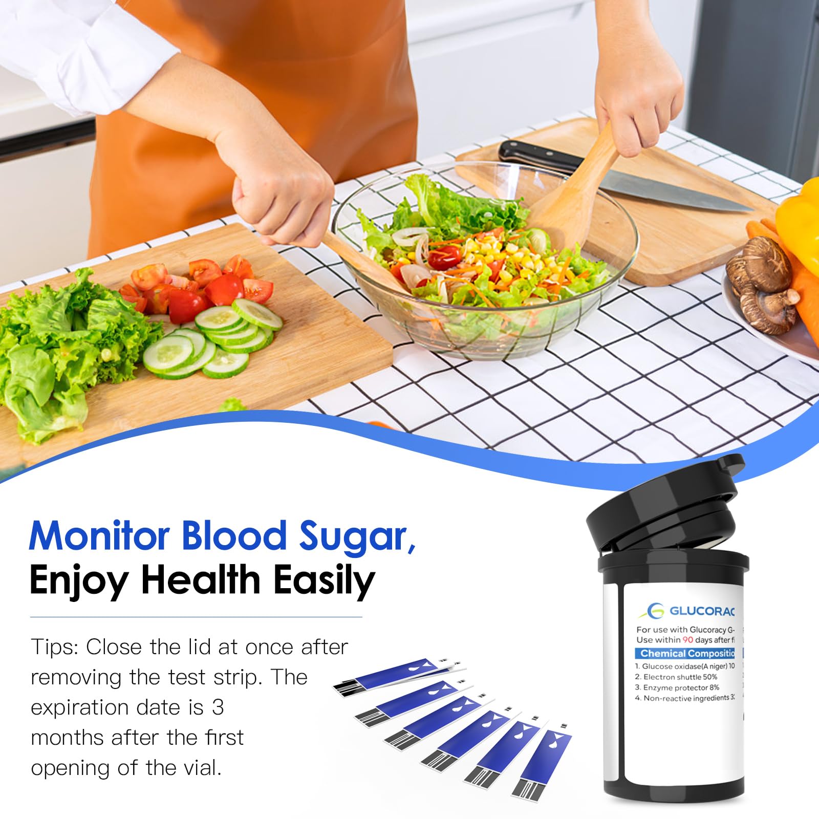 Glucoracy 300 Count Blood Glucose Test Strips for G-425-2/G-425 Monitor | 6 Vials (50 Strips Each)