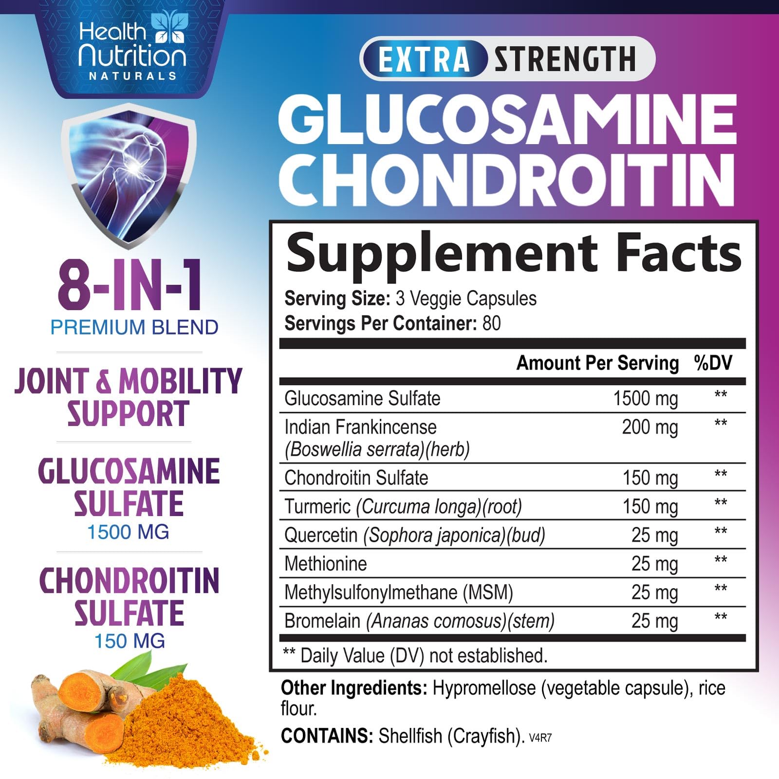 Glucosamine Chondroitin 2100mg – 3X Strength Joint Support (240 Capsules) – USA Bottled