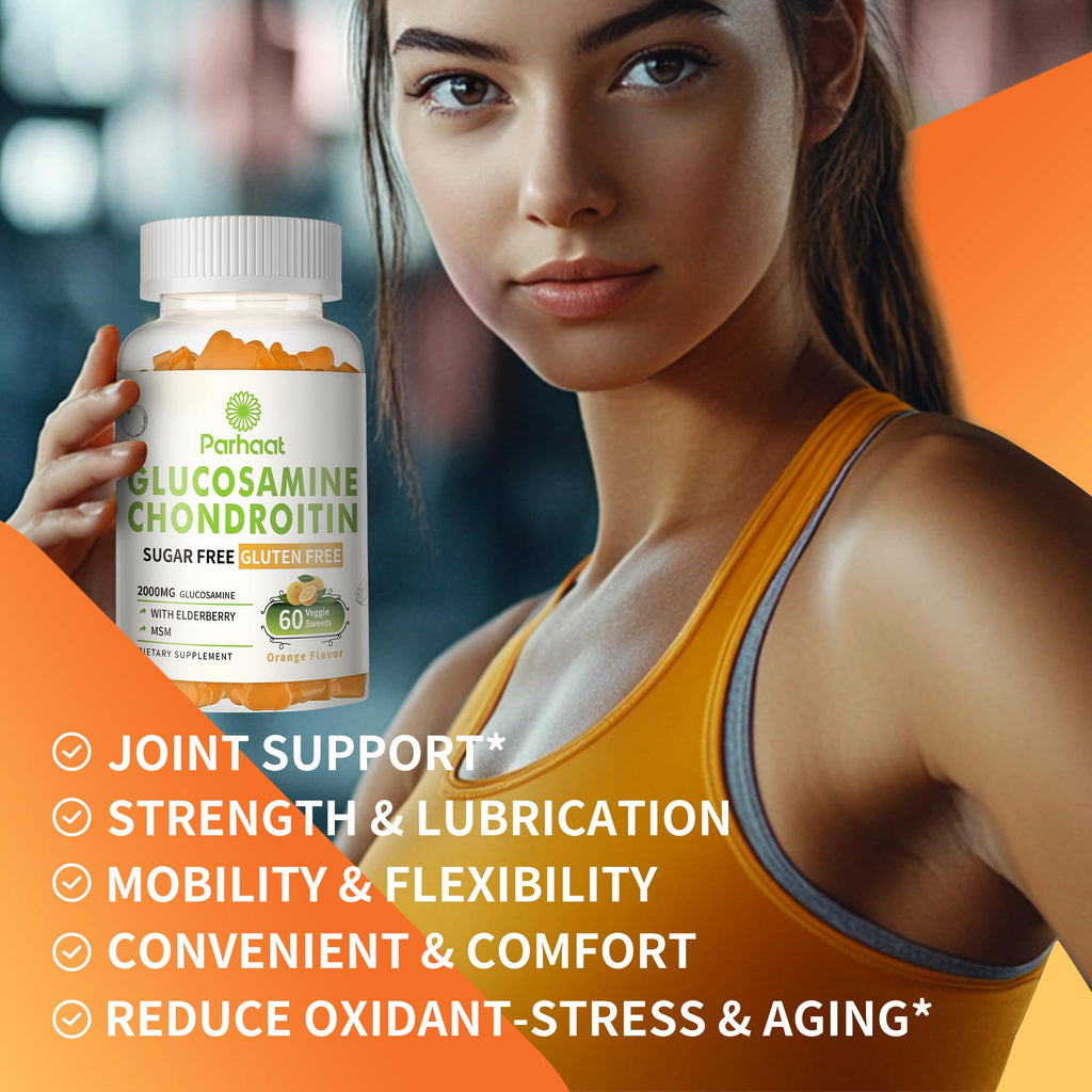 Best Glucosamine Chondroitin Gummies with MSM & Elderberry – Extra Strength Joint Support (Orange)