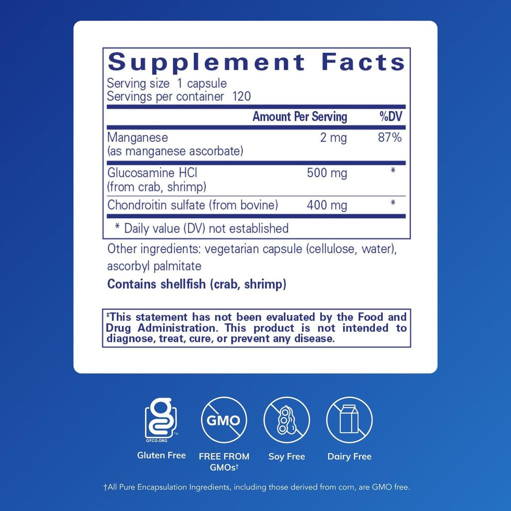 Pure Encapsulations Glucosamine Chondroitin with Manganese – Joint Support, Cartilage Health & Connective Tissue (120 Capsules)