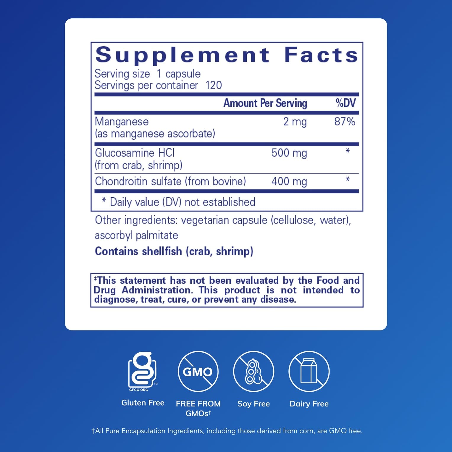 Pure Encapsulations Glucosamine Chondroitin with Manganese – Joint Support, Cartilage Health & Connective Tissue (120 Capsules)