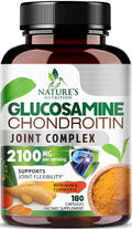 Glucosamine Chondroitin MSM 2100mg – 3x Strength Joint Support for Men & Women | Turmeric & Boswellia – 180 Capsules