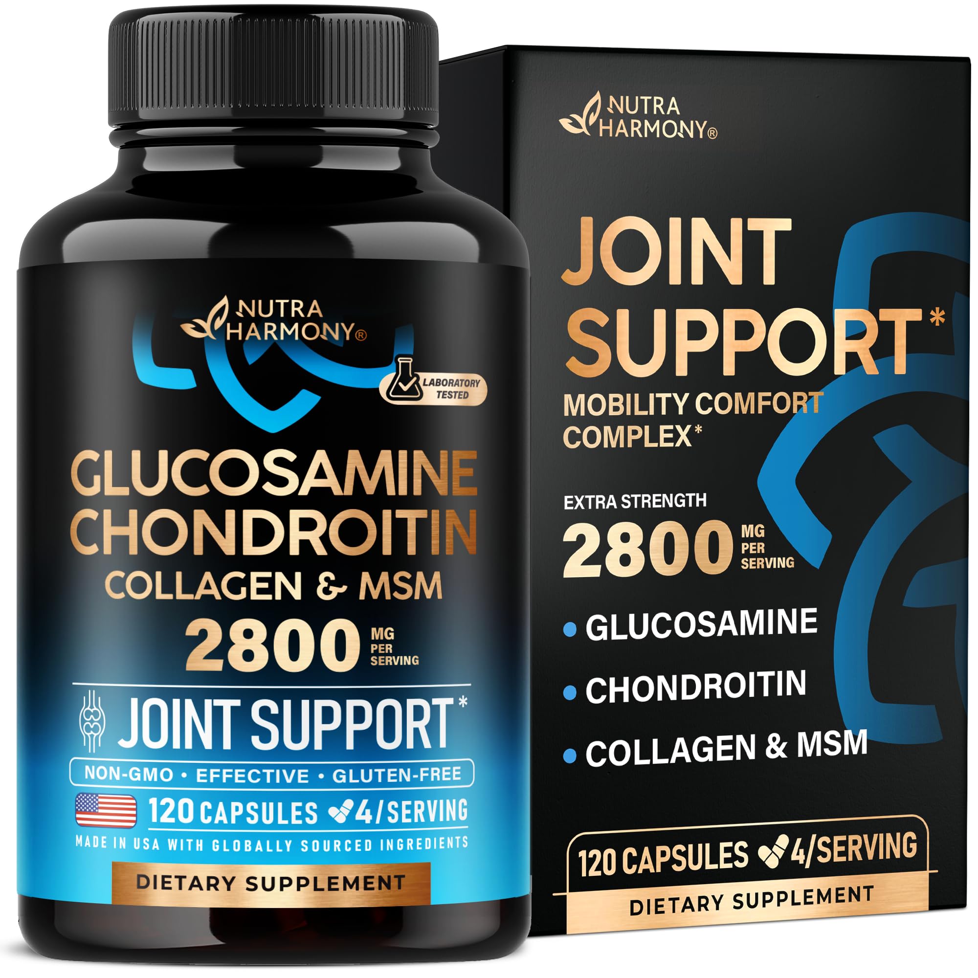 Glucosamine Chondroitin MSM Collagen | HSA | Joint Support 2800 mg | Made in USA | FSA Approved, 120 Capsules
