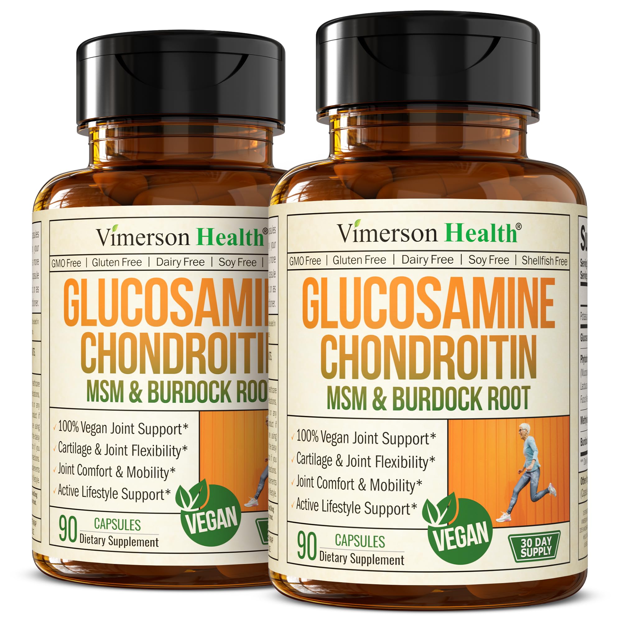Glucosamine Chondroitin MSM – Vegan Joint Support with Glucosamine Sulfate 1500 mg | 2 Pack