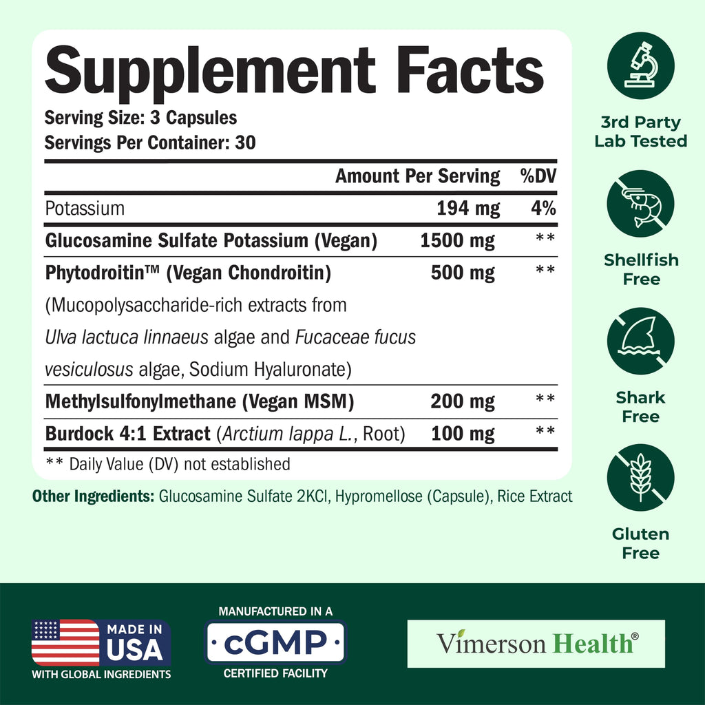 Glucosamine Chondroitin MSM – Vegan Joint Support Supplement (90 Capsules) for Cartilage, Joint Health & Flexibility
