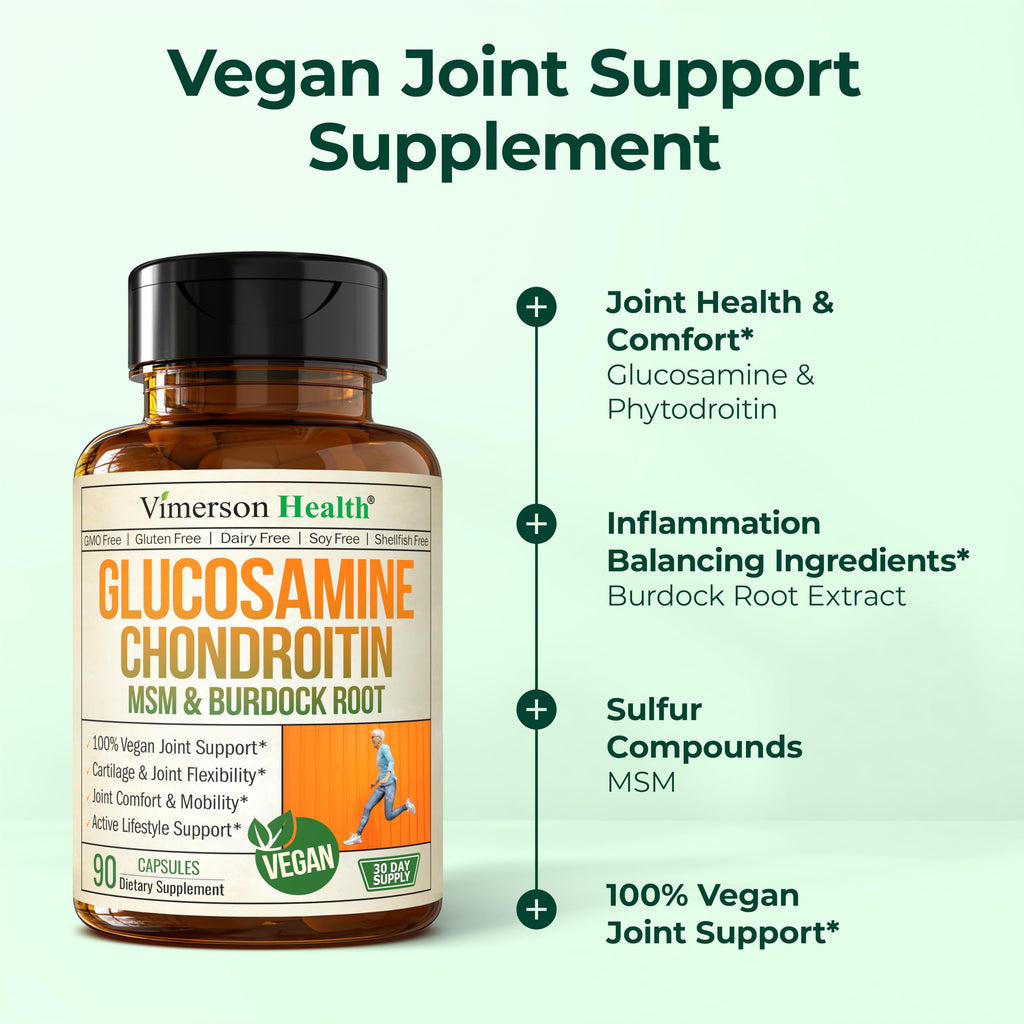 Glucosamine Chondroitin MSM – Vegan Joint Support Supplement (90 Capsules) for Cartilage, Joint Health & Flexibility