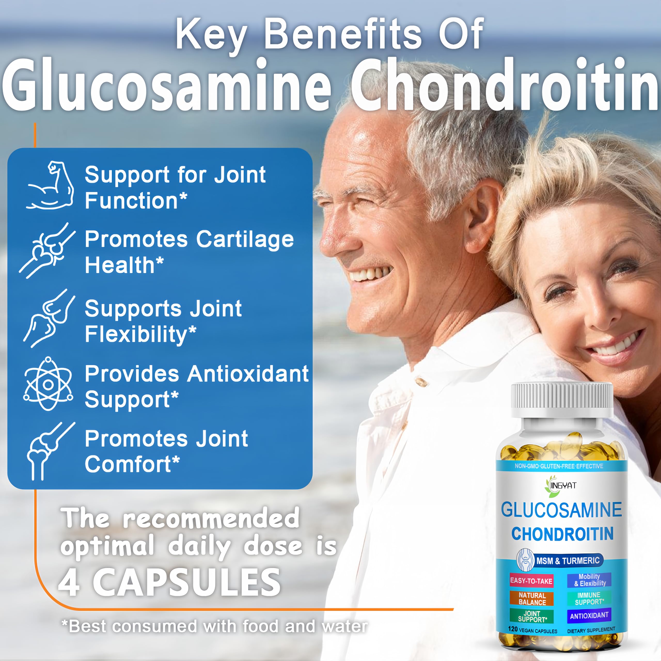 Glucosamine Chondroitin Softgels – High Absorption Joint Support with MSM & Turmeric | 120 Capsules