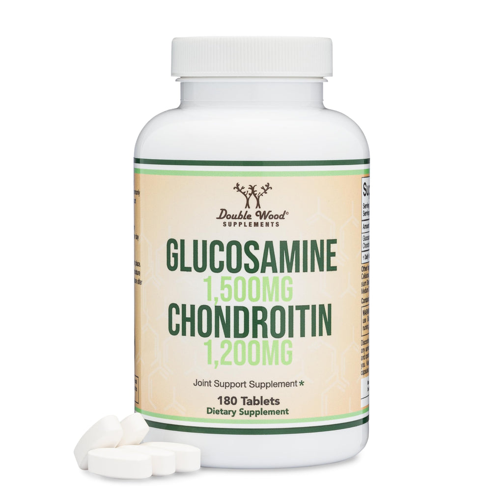 Glucosamine Chondroitin Triple Strength 1500/1200mg – 180 Tablets | Gluten Free, Non-GMO | Double Wood