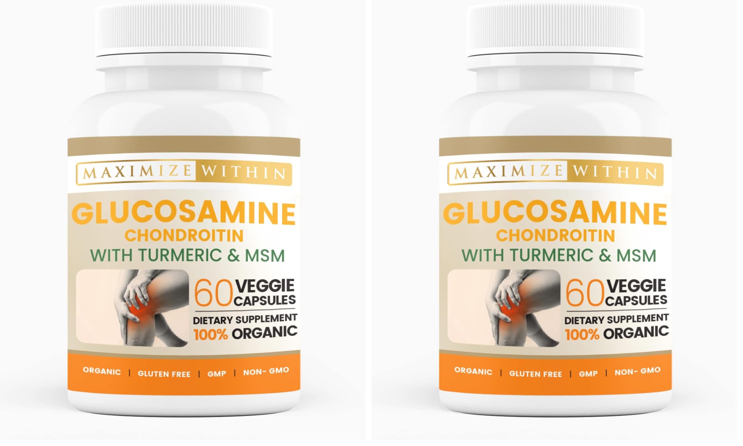 Glucosamine Chondroitin Turmeric MSM for Healthy Joints – 60 Veggie Caps (2-Pack)