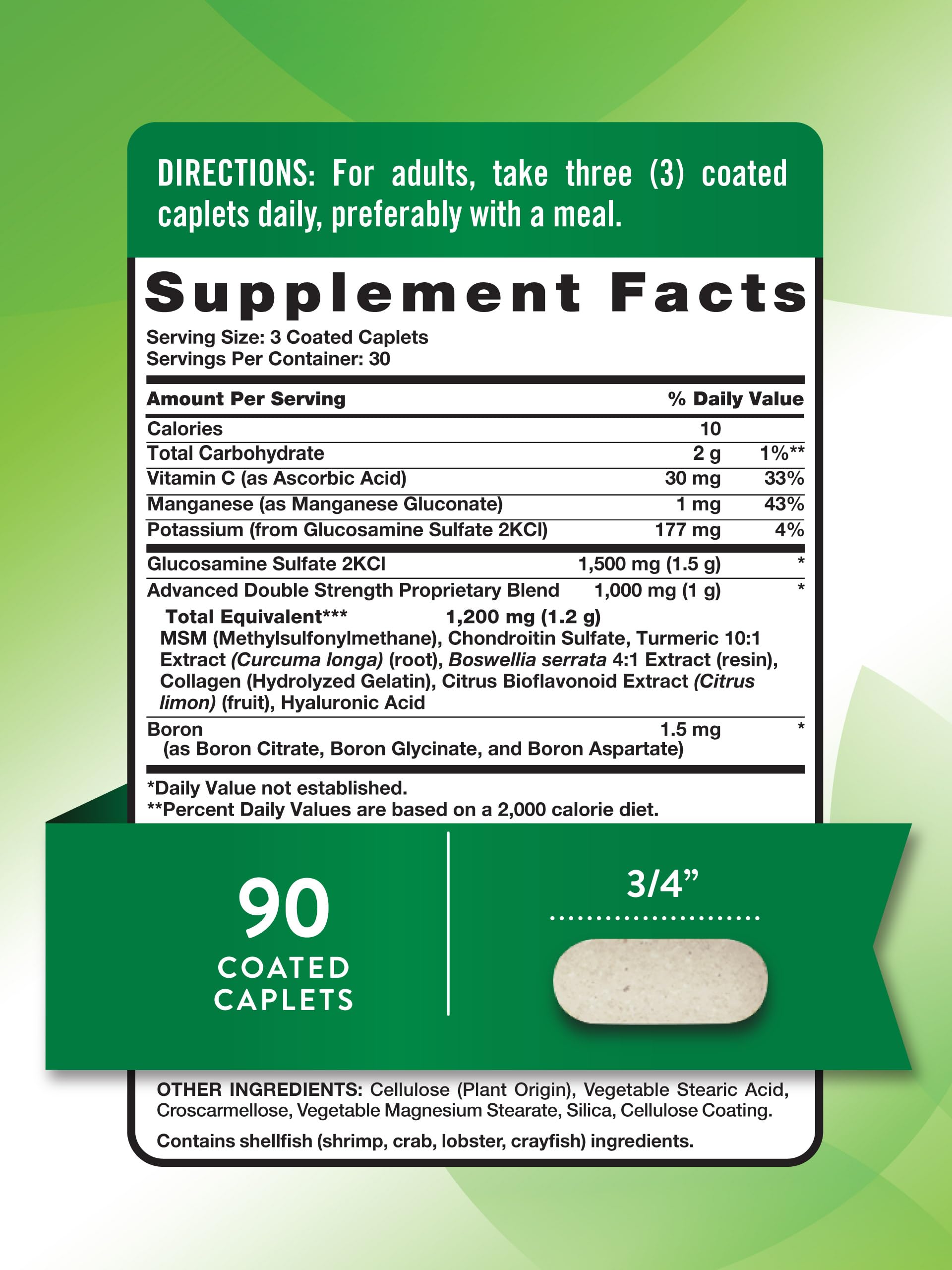 Nature's Truth Glucosamine Chondroitin MSM Complex - 90 Caplets | Gluten Free & Non-GMO