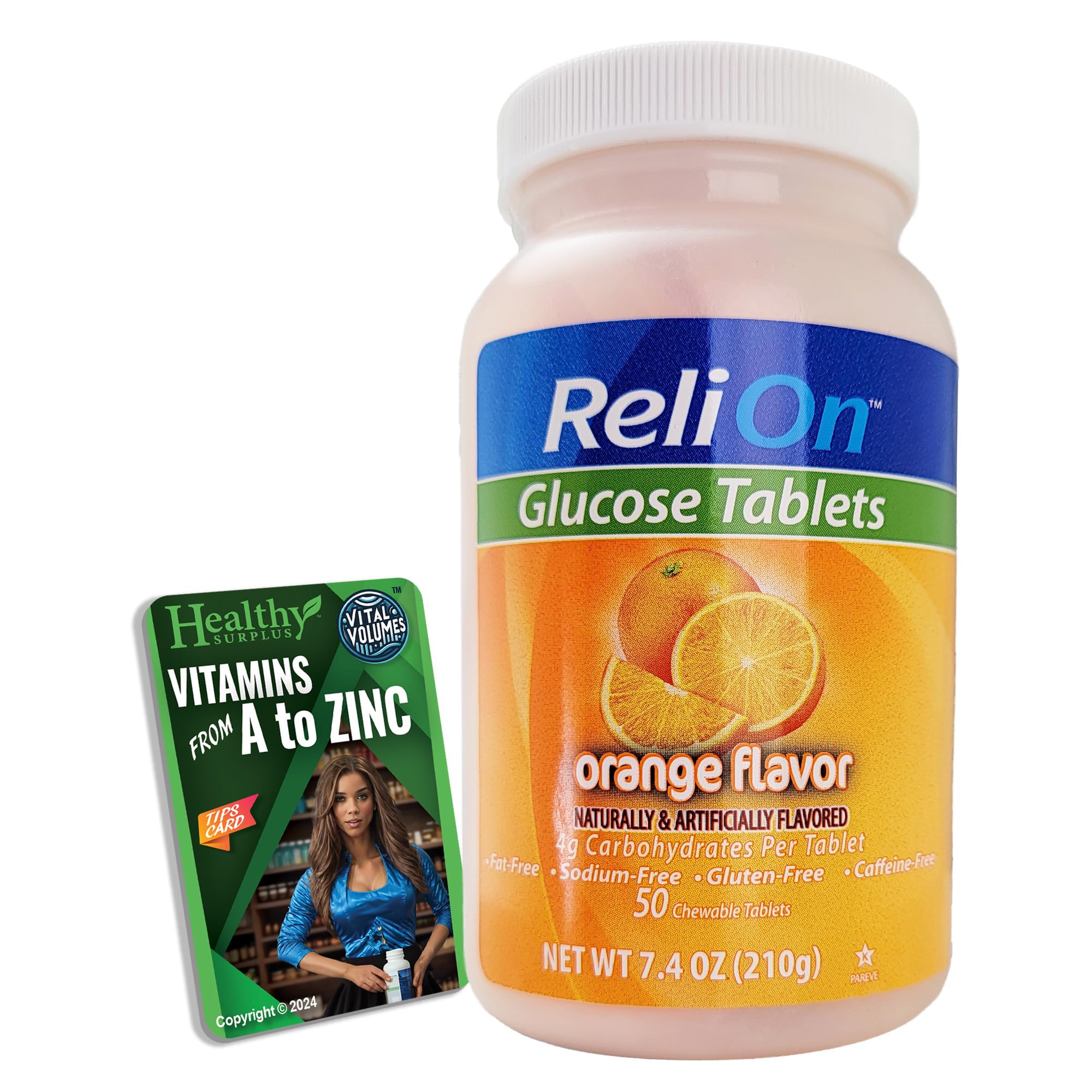 Healthy Surplus Glucose Tablets – 50 Chewables & Vital Volume Tips Card