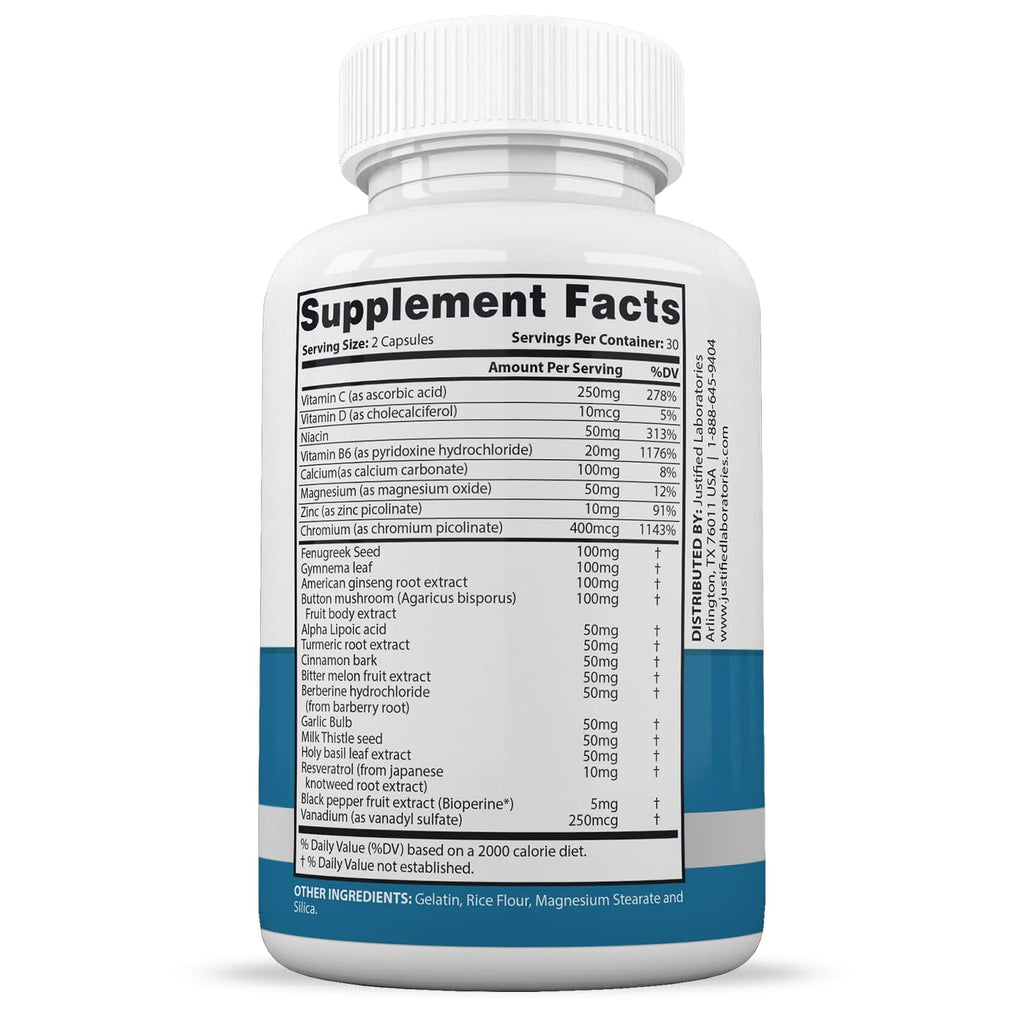 Justified Laboratories Glucotrust Max 1295MG Formula – 60 Capsules
