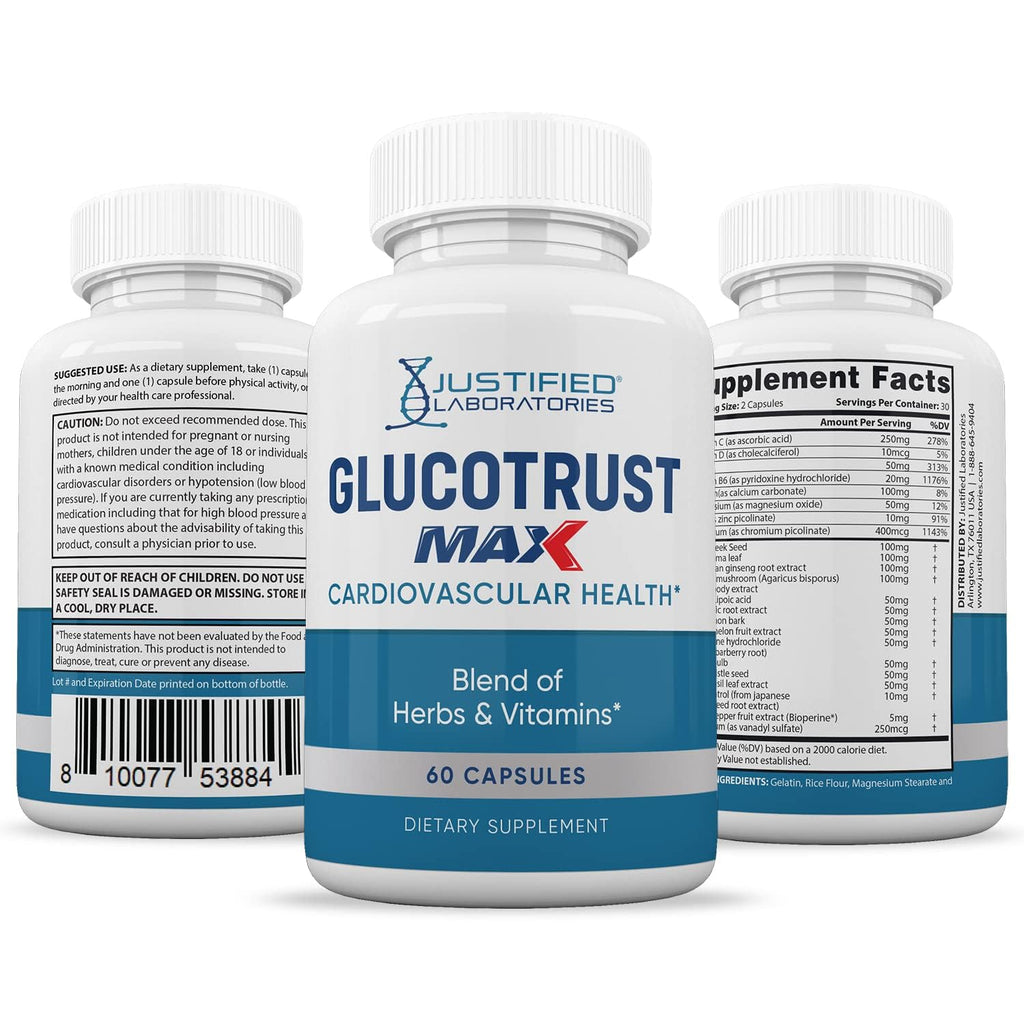 Justified Laboratories Glucotrust Max 1295MG Formula – 60 Capsules