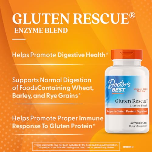 Doctor's Best Gluten Rescue with Glutalytic – Non-GMO, Vegan, 60 Count (Pack of 1)