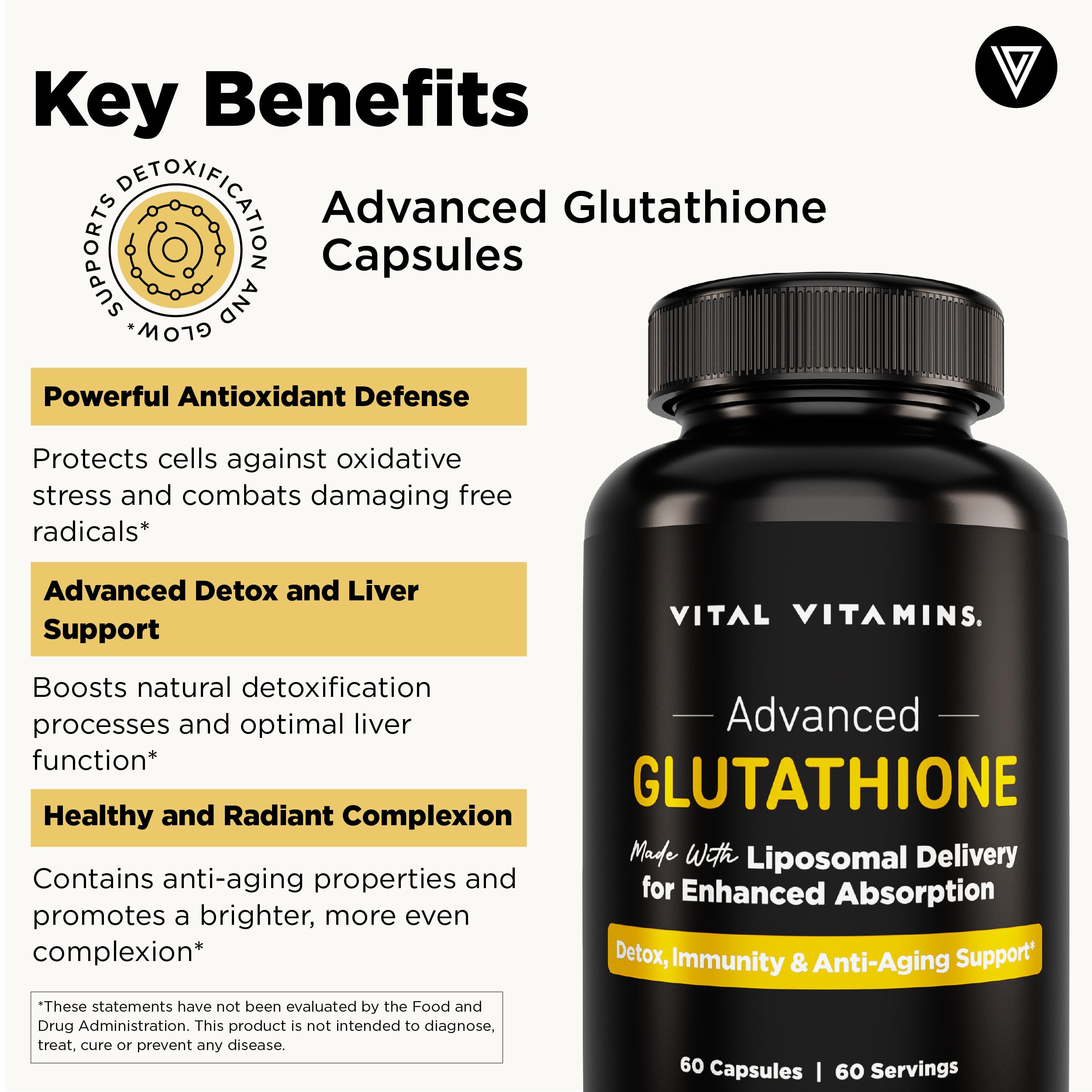 Vital Vitamins Glutathione Supplement — 500mg Liposomal Delivery